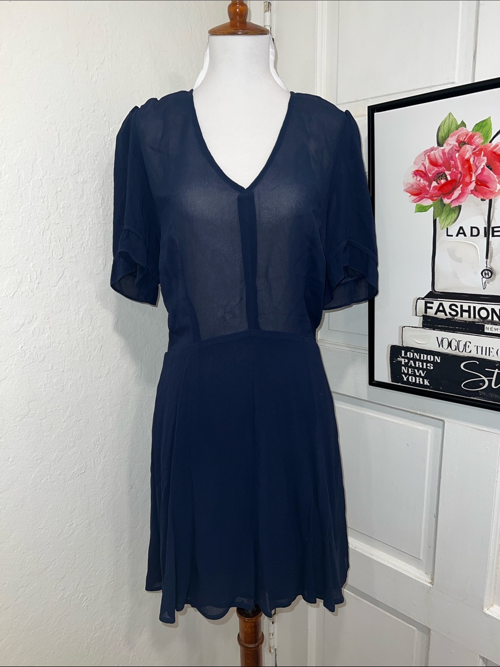 Reformation Navy Viscose Mini Dress size 10